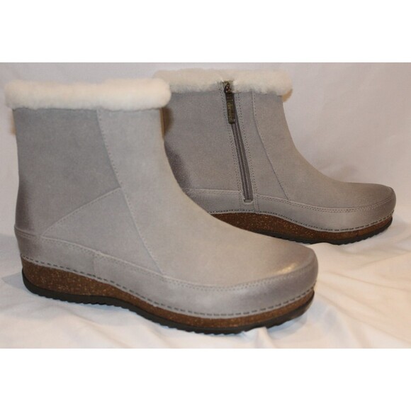 Dansko Womens Mitzy Burnished Suede Fur Cuff Stone Bootie EU 40 US‎ 9.5-10 - Picture 2 of 7